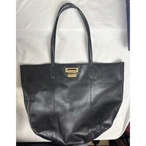 Ivanka Trump Handbag Leather Tote Bag Black W/ Gold Accents & Makeup Bag